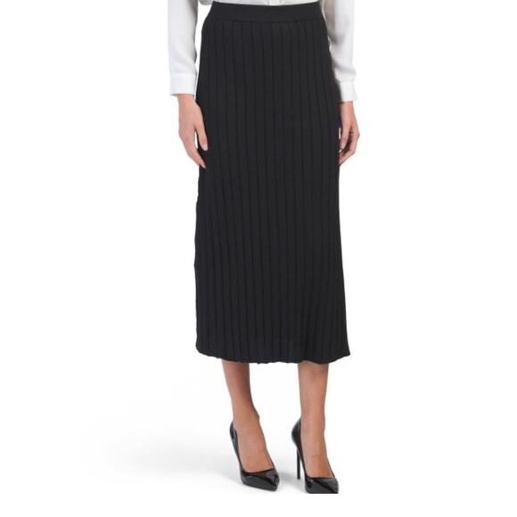 House of Harlow 1960 Black Ribbed Knit Midi Skirt Size Medium - Picture 1 of 9
